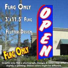 Open (Red & Blue/White Letters) Windless Advertising Feather Flag Only