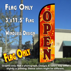Open (Fall Theme) Windless Advertising Feather Flag Only