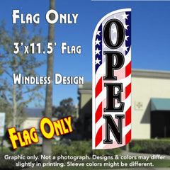 Open (Patriotic Waves) Windless Advertising Feather Flag Only