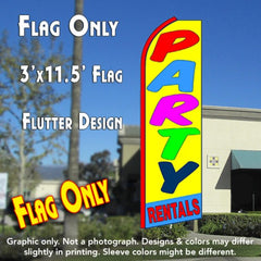 Party Rentals (Yellow/Blue) Windless Advertising Feather Flag Only