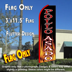 Pollo Asado (Black/Flames) Windless Advertising Feather Flag Only