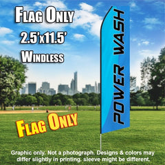 Power Wash (Light Blue/Black Letters) Windless Advertising Feather Flag Only