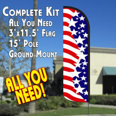 America'S Star Spangled Windless Advertising Feather Flag Kit (Flag, Pole, & Ground Spike) 14 Feet Outdoor Flags