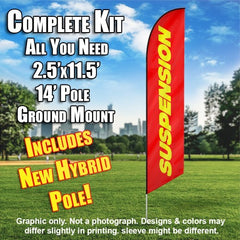 Suspension (Red/Yellow) Windless Advertising Feather Flag Kit (Flag, Pole, & Ground Spike) 14 Feet Outdoor Flags