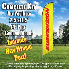 Suspension (Yellow/Red) Windless Advertising Feather Flag Kit (Flag, Pole, & Ground Spike) 14 Feet Outdoor Flags