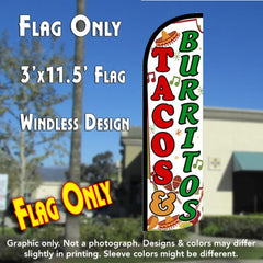 Tacos & Burritos (White) Windless Advertising Feather Flag Only