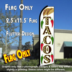 Tacos (White/Yellow) Windless Advertising Feather Flag Only