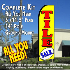 Tile Sale (Yellow) Windless Advertising Feather Flag Kit (Flag, Pole, & Ground Spike) 14 Feet Outdoor Flags