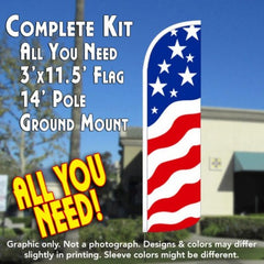 Usa New Glory Windless Windless Advertising Feather Flag Kit (Flag, Pole, & Ground Spike) 14 Feet Outdoor Flags