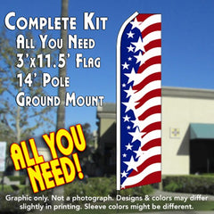 Usa Star Spangled Windless Advertising Feather Flag Kit (Flag, Pole, & Ground Spike) 14 Feet Outdoor Flags