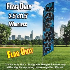 Vape Shop Black Letters With Blue Smoke Only Windless Advertising Feather Flag Only