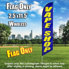 Vape Shop Blue/Yellow Letters Windless Advertising Feather Flag Only