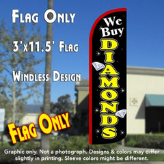 We Buy Diamonds (Black/Yellow) Windless Advertising Feather Flag Only