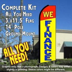 We Finance (Red/Yellow) Windless Advertising Feather Flag Kit (Flag, Pole, & Ground Spike) 14 Feet Outdoor Flags