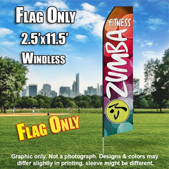 Zumba Fitness Multicolor Bubbles Windless Advertising Feather Flag Only