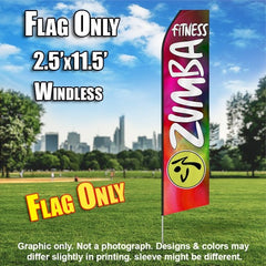 Zumba Fitness Multicolor And White Windless Advertising Feather Flag Only