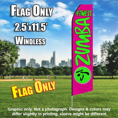 Zumba Fitness Pink And Neon Green Windless Advertising Feather Flag Only