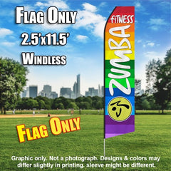 Zumba Fitness Rainbow Colored And White Windless Advertising Feather Flag Only