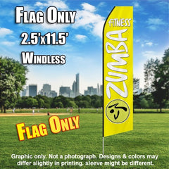 Zumba Fitness Yellow And White Windless Advertising Feather Flag Only