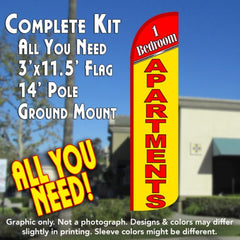 1 Bedroom Apartments  Windless Advertising Feather Flag Kit  (Flag, Pole, & Ground Spike) 14 Feet Outdoor Flags