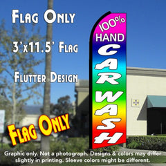 100% Hand Car Wash (Multi-Colored)  Windless Advertising Feather Flag Only