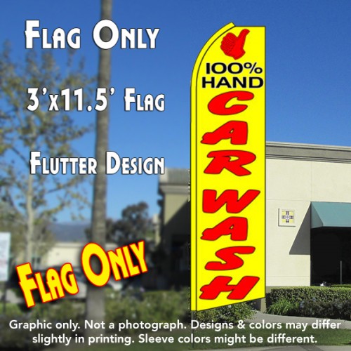 100% Hand Car Wash (Thumb)  Windless Advertising Feather Flag Only