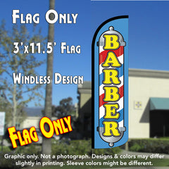 Barber (Blue/Yellow)  Windless Advertising Feather Flag Only