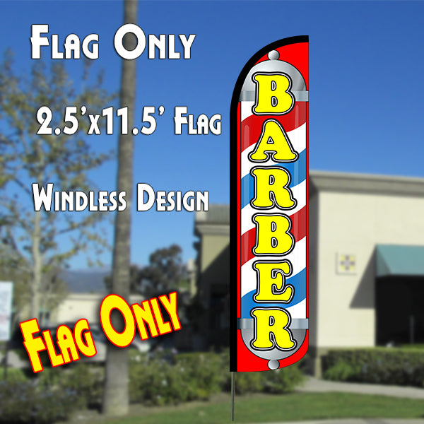 Barber (Pole/Red)  Windless Advertising Feather Flag Only
