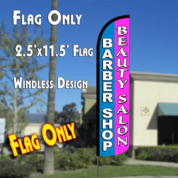 Barber Shop/Beauty Salon (Blue/Pink)  Windless Advertising Feather Flag Only