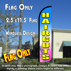 Haircuts (Blue/Yellow)  Windless Advertising Feather Flag Only