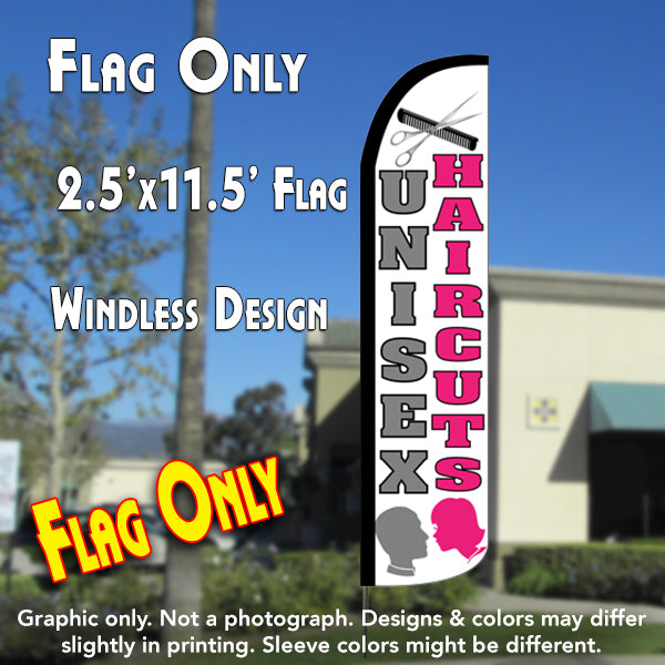 Unisex Haircuts (Grey/Pink)  Windless Advertising Feather Flag Only