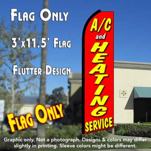 A/C & Heating Service (Red)  Windless Advertising Feather Flag Only