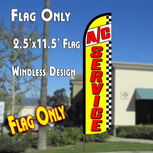 A/C Service (Yellow/Checkered)  Windless Advertising Feather Flag Only