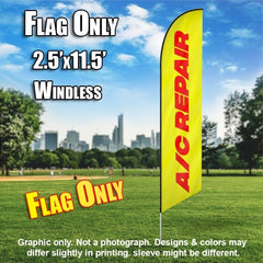 A/C Repair (Yellow/red)  Windless Advertising Feather Flag Only