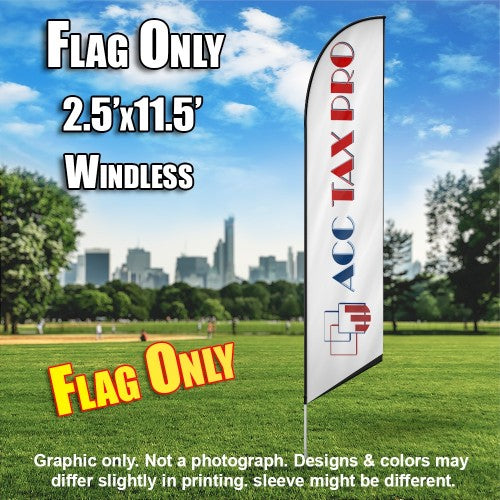 Acc Tax Pro (White With Blue And Red Letters)   Windless Advertising Feather Flag Only