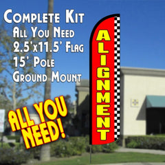Alignment (Red/Checkered)  Windless Advertising Feather Flag Kit  (Flag, Pole, & Ground Spike) 14 Feet Outdoor Flags