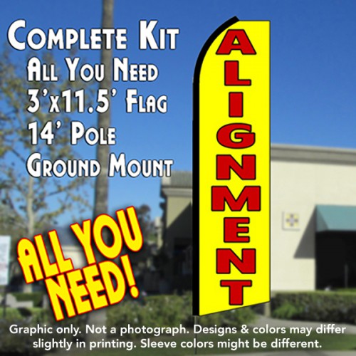 Alignment (Yellow)  Windless Advertising Feather Flag Kit  (Flag, Pole, & Ground Spike) 14 Feet Outdoor Flags