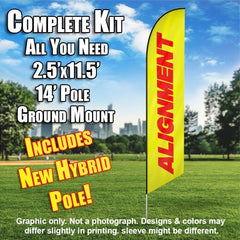 Alignment (Yellow/Red)  Windless Advertising Feather Flag Kit  (Flag, Pole, & Ground Spike) 14 Feet Outdoor Flags