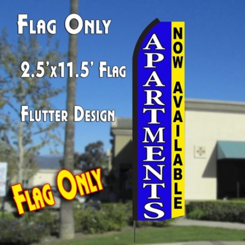 Apartments Now Available (Blue/Yellow)  Windless Advertising Feather Flag Only