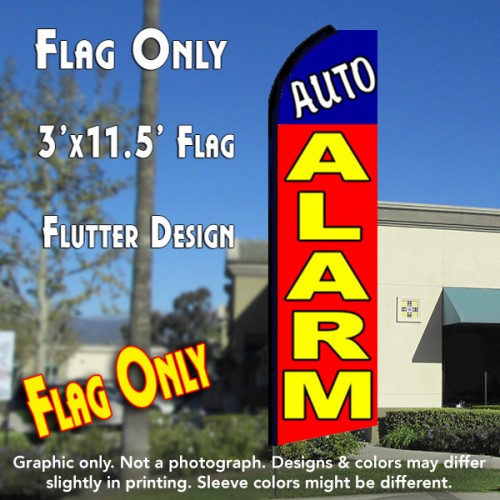 Auto Alarm (Blue/Red)  Windless Advertising Feather Flag Only