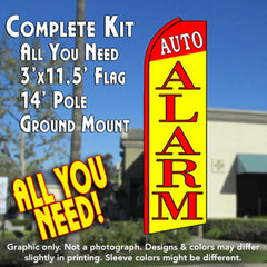 Auto Alarm (Red/Yellow)  Windless Advertising Feather Flag Kit  (Flag, Pole, & Ground Spike) 14 Feet Outdoor Flags