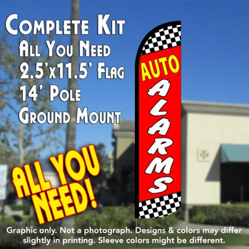 Auto Alarm  Windless Advertising Feather Flag Kit  (Flag, Pole, & Ground Spike) 14 Feet Outdoor Flags
