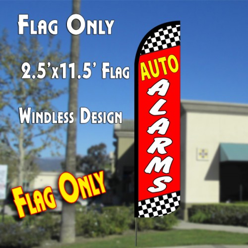 Auto Alarms (Checkered/Red)  Windless Advertising Feather Flag Only
