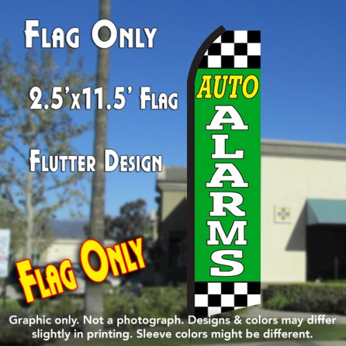 Auto Alarms (Green/Checkered)  Windless Advertising Feather Flag Only