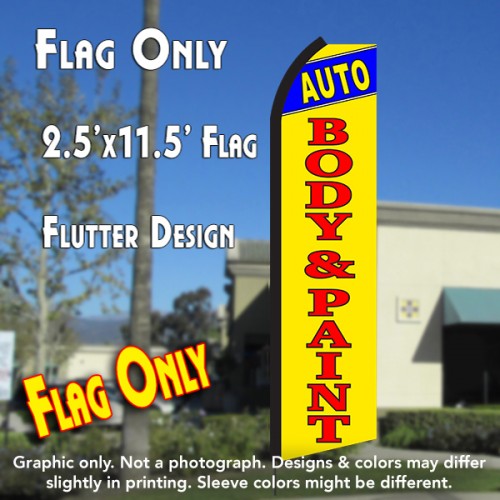 Auto Body & Paint (Blue/Yellow)  Windless Advertising Feather Flag Only