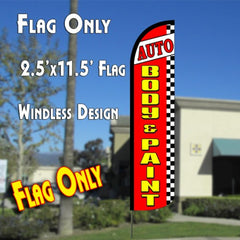 Auto Body & Paint (Red/Checkered)  Windless Advertising Feather Flag Only