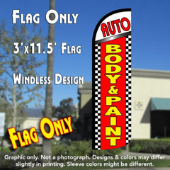 Auto Body & Paint (Checkered)  Windless Advertising Feather Flag Only