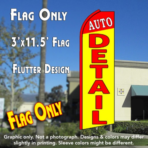 Auto Detail (Red/Yellow)  Windless Advertising Feather Flag Only