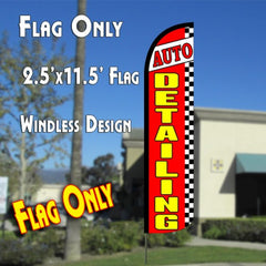 Auto Detailing (Red/Checkered)  Windless Advertising Feather Flag Only