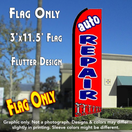 Auto Repair (Red)  Windless Advertising Feather Flag Only